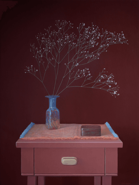 Thumbnail: Baby's Breath in a Glass Vase, still life oil painting by John Hansen