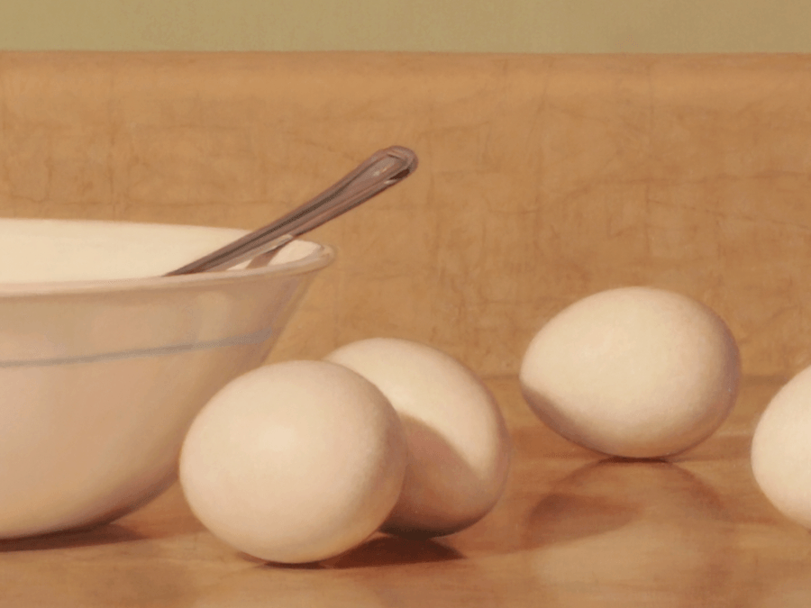 Detail of Oil painting Eggs by John Hansen Artist