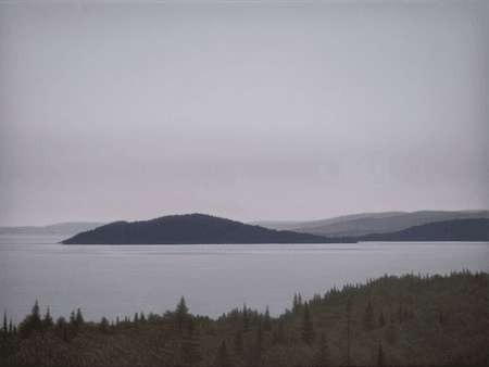 Thumbnail: Lake Superior View, landscape oil painting by John Hansen